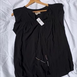 NWT Ann Taylor Loft Black Shirt with tassels SizeS